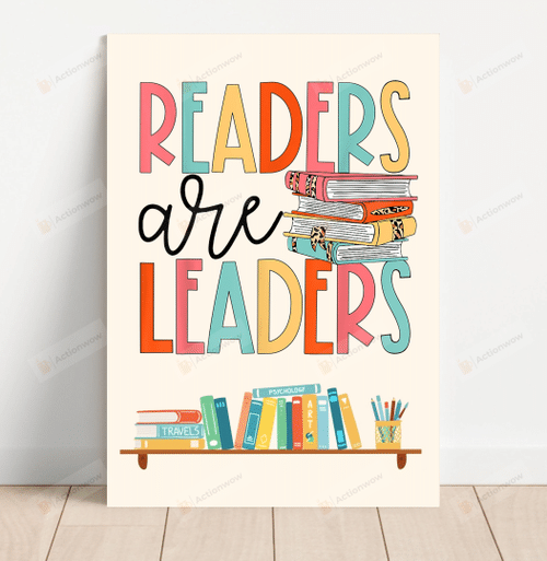 Readers Are Leaders Poster Canvas, Reading Classroom Canvas, Library Poster, Motivational Wall Art, Back To School Gifts