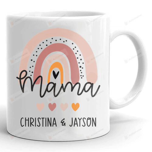 Personalized Mama Rainbow Coffee Mug, Kids Names Rainbow Mug, Mothers Day Mug, Birthday Christmas Gifts For Mom