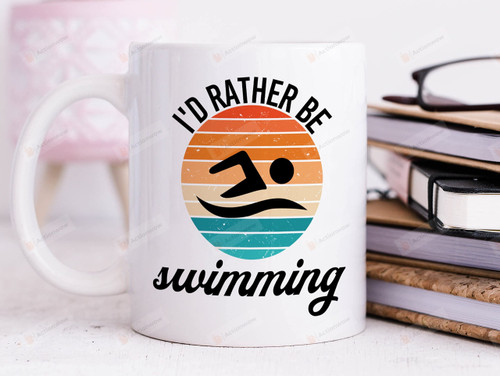 Swimming Mug, I'D Rather Be Swimming Mug, Gift For Swimmer, Swim Coach Gift, Swimming Instructor Appreciation Gift Swim Team Gift For Him Or Her