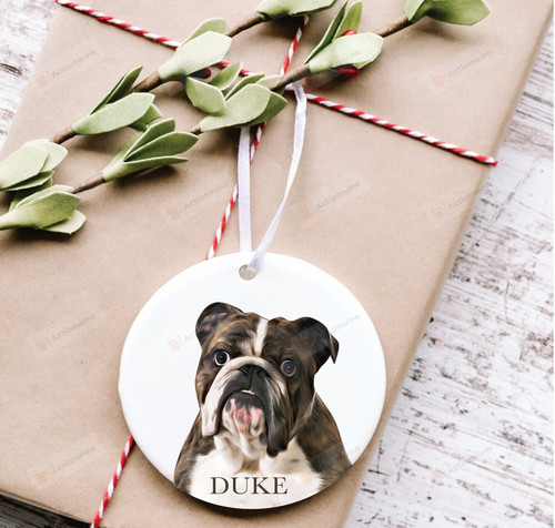 Personalized Bulldog Ornament, Dog Lover Ornament, Christmas Gift Ornament