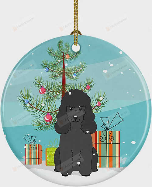 Christmas Tree And Black Poodle Dog Ornament, Gifts For Dog Owners Ornament, Christmas Gift Ornament