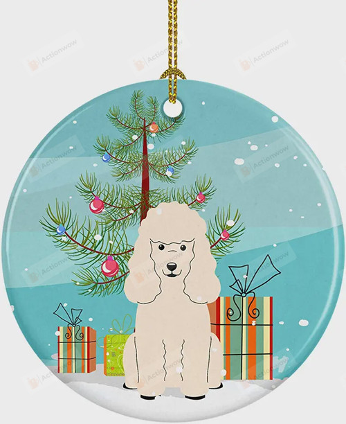 Christmas Tree And White Poodle Dog Ornament, Gifts For Dog Owners Ornament, Christmas Gift Ornament