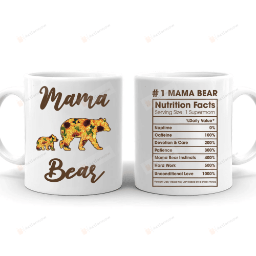 Mama Bear Mug, Mama Bear Nutrition Facts Mug, Mothers Day Mug, Birthday Christmas Gifts For Mom Grandma