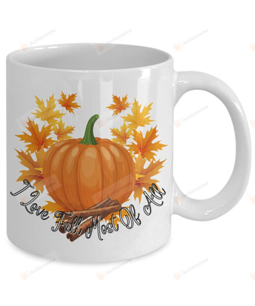 Halloween And Fall Coffee Mug I Love Fall Most Of All Fall Decor Halloween Gifts Tiered Tray Mug Pumpkin Autumn Leaves