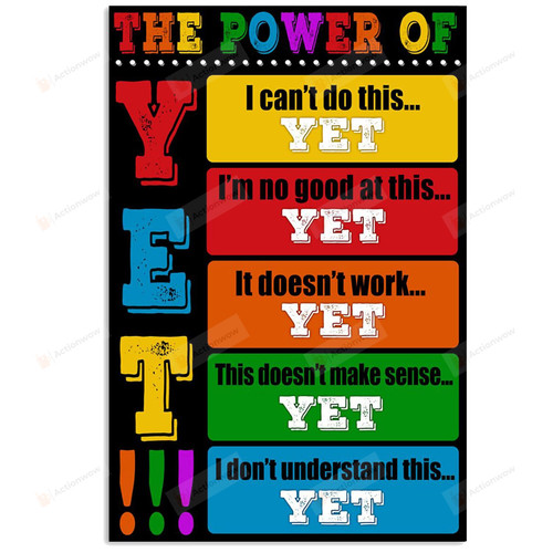 The Power Of Yet I Can't Do It Yet Poster Canvas, Classroom Poster Canvas
