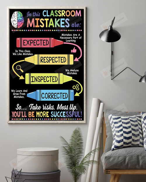 In This Classroom Poster Canvas, Mistakes Are Expected Poster Canvas, Crayons Poster Canvas, Classroom Poster Canvas