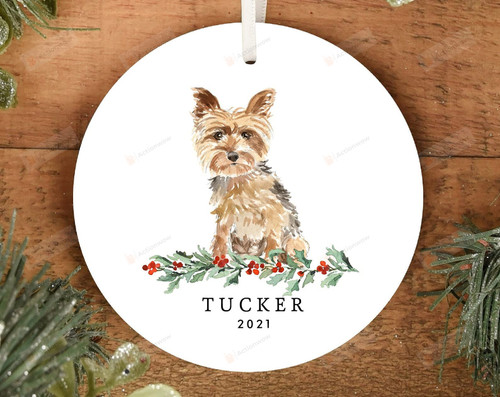 Personalized Yorkshire Terrier Dog Ornament Custom Dog Ornament Dog Mom Dog Dad Christmas Ornament