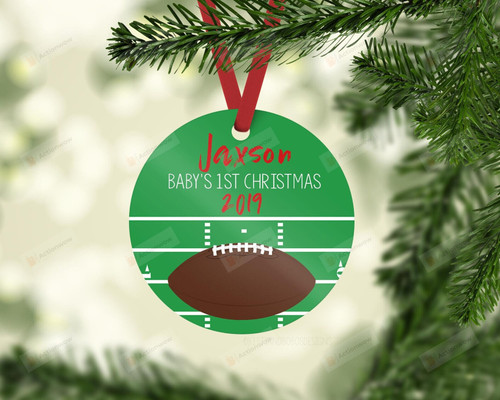 Personalized Football Baby First Christmas Ornament, Football Lover Gift Ornament, Christmas Gift Ornament