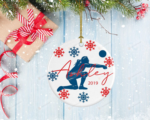 Personalized Volleyball Ornament Porcelain Ornament Bump Passing Design Volleyball Gifts Christmas Ornament Hanging Decoration Christmas Tree Ornament