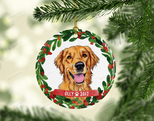 Personalized Golden Retriever Ornament, Golden Retriever Lover Ornament, Christmas Gift Ornament