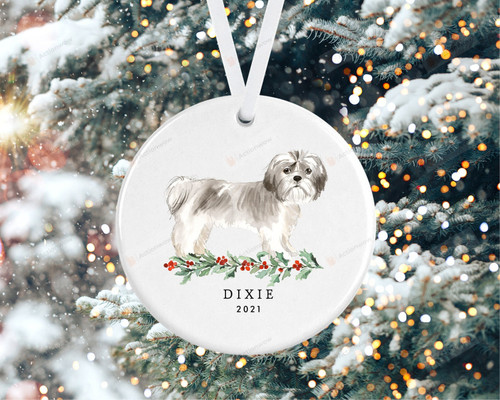 Personalized Short Hair Shih Tzu Dog Ornament, Gifts For Dog Owners Ornament, Christmas Gift Ornament