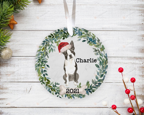 Personalized Boston Terrier Dog Ornament, Gifts For Dog Owners Ornament, Christmas Gift Ornament