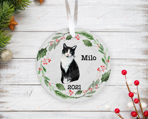 Personalized Tuxedo Cat Ornament, Gifts For Cat Owners Ornament, Christmas Gift Ornament