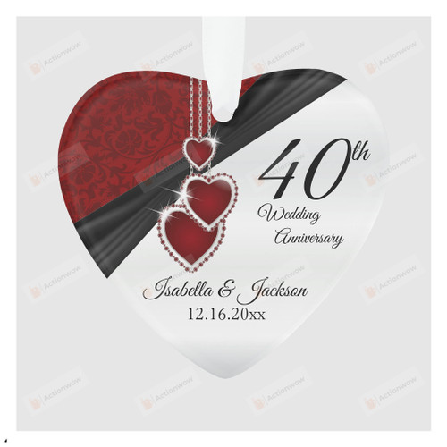 Personalized 40th Wedding Anniversary Heart Ornament Customized Gifts For Anniversary Keepsake