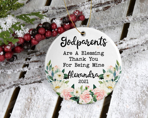 Personalized God Parents Ornament, Gift For Religioners Ornament, Christmas Gift Ornament