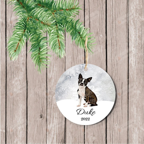 Personalized Boston Terrier Dog Ornament, Gifts For Dog Owners Ornament, Boston Terrier Lover Gifts Ornament
