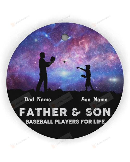Personalized Father & Son Baseball Players For Life Ornament From Father Funny Gifts Christmas Custom Name For Son, Baseball Lover For Christmas Tree Decorations Ornament Birthday Holiday