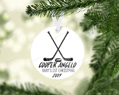 Personalized Hockey Baby First Christmas Ornament, Gift For Basketball Lover Ornament, Christmas Gift Ornament