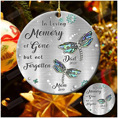 Personalized Memorial Ornament In Loving Memory Of Gone But Not Forgotten Dragonfly Ornament Customized Name Circle Heart Oval Star Christmas Ornament, Christmas Keepsake, Christmas Tree Decoration