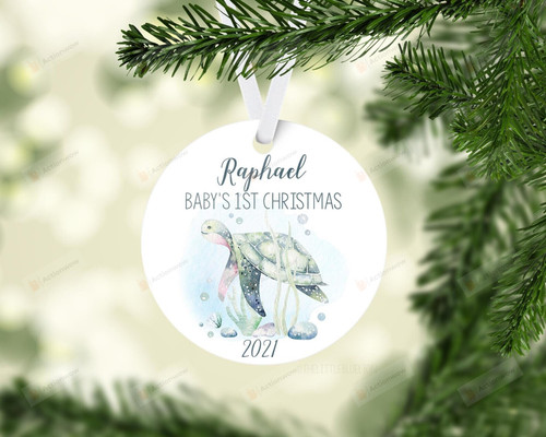 Personalized Baby First Christmas Ornament, Gift For Turtle Lovers Ornament, Christmas Gift Ornament