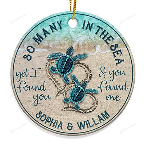 Personalized So Many In The Sea Sea Turtle Custom Circle Oval Heart Star Ornament Gifts For Couples Meaning Gifts To Husband Wife For Christmas Wedding Day Decoration