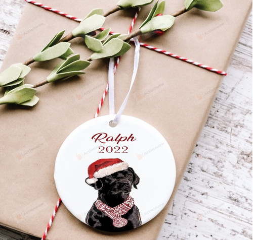 Personalized Black Labrador Retriever Ornament, Dog Lover Ornament, Christmas Gift Ornament
