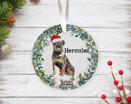 Personalized Rottweiler Dog Ornament, Gifts For Dog Owners Ornament, Christmas Gift Ornament