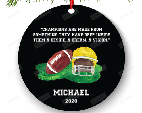 Personalized Christmas Ornament Football Rugby Team Player Gamer Sports Match Boys Senior Gifts Custom Name Ornament Helmet Field Watercolor Hanging Decoration Christmas Tree Decor