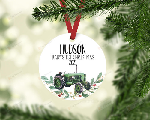 Personalized Tractor Baby First Christmas Ornament, Tractor Ornament, Christmas Gift Ornament