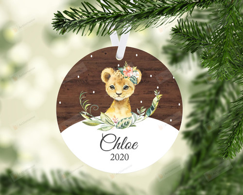 Personalized Lion Baby Ornament, Lion Lover Gift Ornament, Keepsake Gift For Baby Ornament