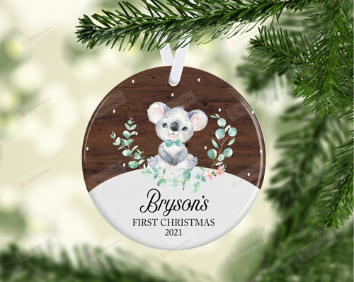 Personalized Koala Baby's First Christmas Ornament, Koala Lover Gift Ornament, Christmas Keepsake Gift Ornament