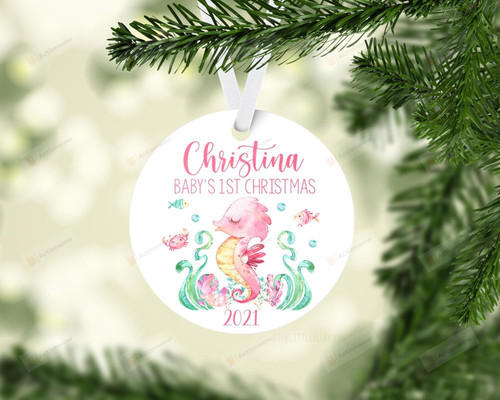 Personalized Baby's 1st Christmas Ornament, Gifts For Seahorse Lovers Ornament, Christmas Gift Ornament