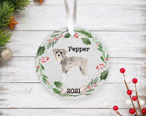Personalized Schnauzer Dog Ornament, Gifts For Dog Owners Ornament, Christmas Gift Ornament