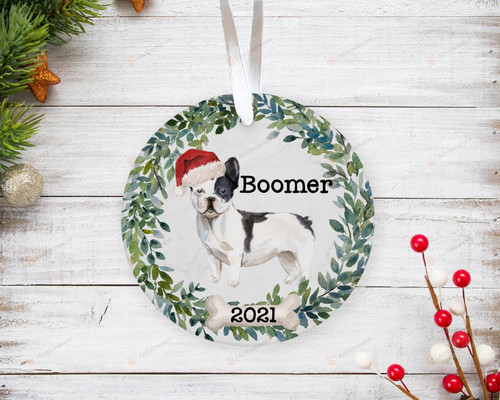 Personalized Black And White French Bulldog Ornament, Gifts For Frenchie Dog Owners Ornament, Christmas Gift Ornament