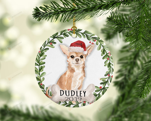 Personalized Chihuahua Ornament, Dog Lover Ornament, Christmas Gift Ornament