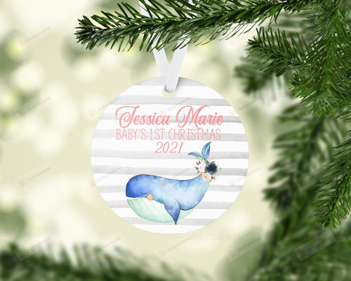 Personalized Whale Baby First Christmas Ornament, Gift For Whale Lovers Ornament, Christmas Gift Ornament
