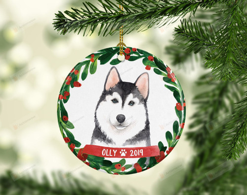 Personalized Husky Dog Ornament, Gifts For Dog Owners Ornament, Christmas Gift Ornament