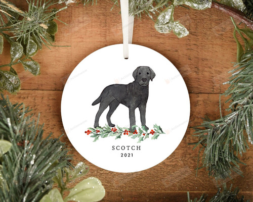 Personalized Dark Gray Labrador Retriever Ornament, Dog Lover Ornament, Christmas Gift Ornament