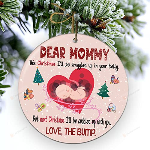 Personalized Dear Mommy Merry Christmas Baby'S Sonogram Ornament - This Christmas I'Ll Be Snuggled Up In Your Belly Ornament - Gifts For New First Mom, Mommy To Be Merry Christmas From The Bump 26