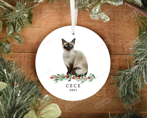 Personalized Siamese Cat Ornament, Gifts For Cat Owners Ornament, Christmas Gift Ornament
