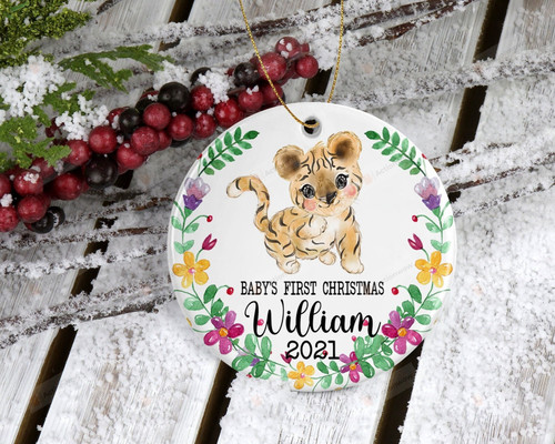 Personalized Baby's First Christmas Ornament, Tiger Lovers Ornament, Christmas Gift Ornament