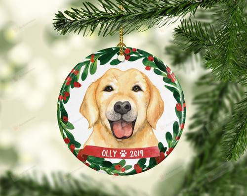 Personalized Labrador Retriever Ornament, Dog Lover Ornament, Christmas Gift Ornament