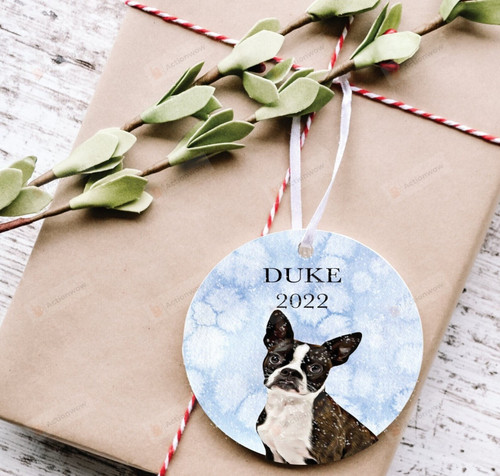 Personalized Boston Terrier Dog Ornament, Gifts For Dog Owners Ornament, Boston Terrier Lover Gifts Ornament