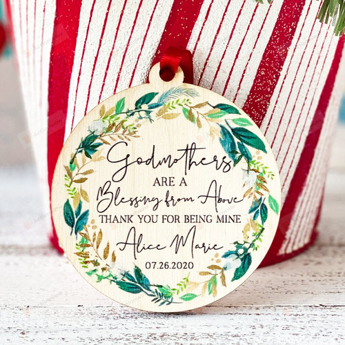 Personalized Godmother Ornament, Thank You For Being Mine Ornament, Christmas Gift Ornament