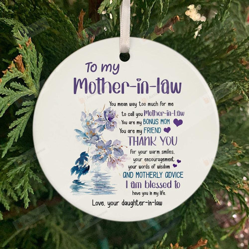 Personalized To My Mother-In-Law Ornament You Mean Way To Much For Me Funny Gifts From Daughter-In-Law For Mother-In-Law Ornament For Christmas Tree Decorations Ornament Birthday Holiday