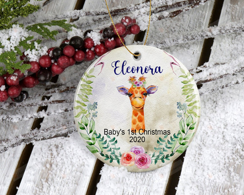 Personalized Baby's First Christmas Ornament, Giraffe Lovers Ornament, Christmas Gift Ornament