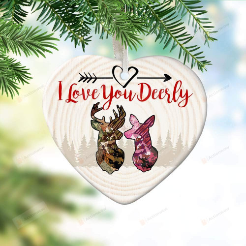 Personalized Hunting Couple I Love You Deerly Buck And Doe Ornament