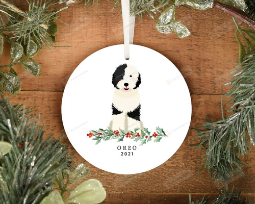Personalized Black And White Poodle Dog Ornament, Gifts For Dog Owners Ornament, Christmas Gift Ornament