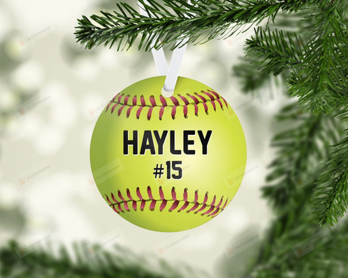 Personalized Softball Ornament Softball Lover Gifts For Softball Player Hanging Decor Home Decoration Xmas Ornament Christmas Tree Decoration