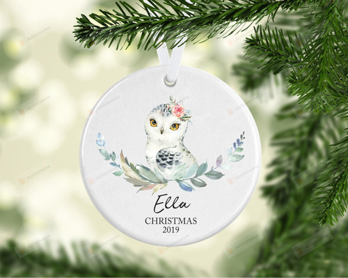 Personalized Owl With Christmas Ornament, Gift For Owl Lovers Ornament, Christmas Gift Ornament